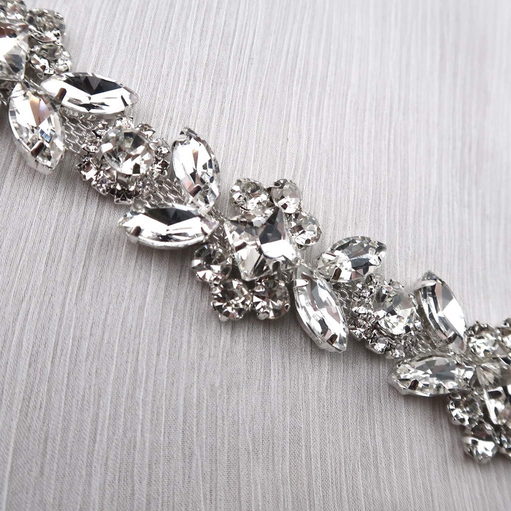 Payet Rangkai Kristal Swarovski Cantik Import Besar Jahit Tempel Aplikasi Bridal | Fancy Rhinestone 