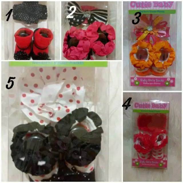 kaoskaki/sepatu baby set dengan bandana