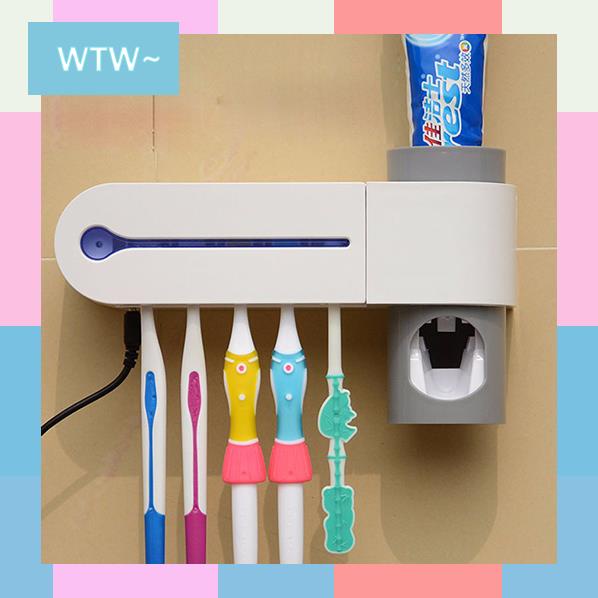 Dispenser Odol Tempat Sikat Gigi TOUCH ME Rak ToothPaste &amp; Brush Set WHITE Otomatis Pasta Holder