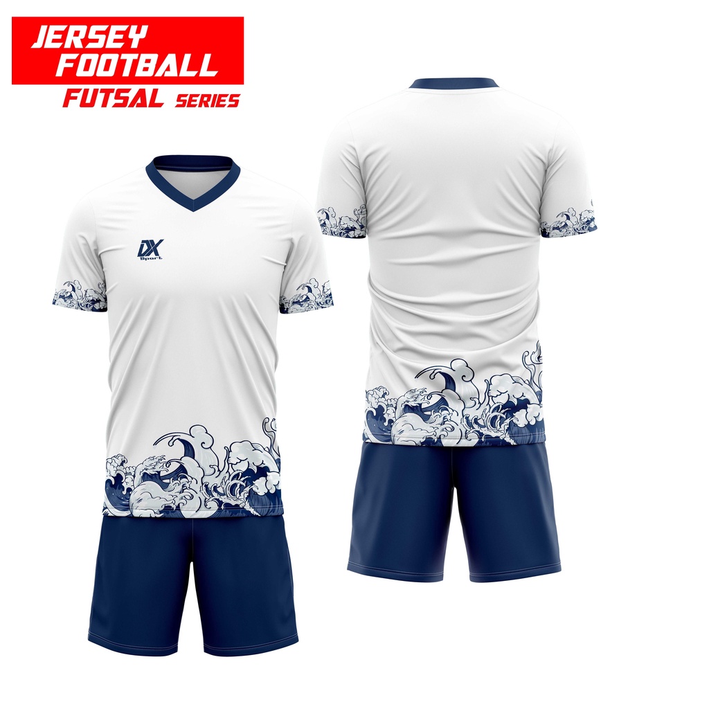 BAJU JERSEY BOLA FUTSAL DX WAVE TURKIS FULLPRINTING ONE SET PREMIUM