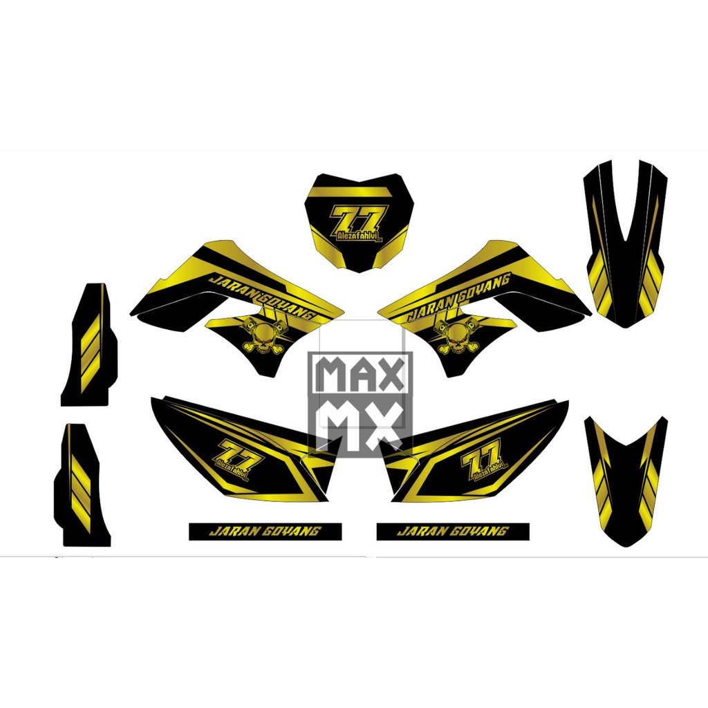 Decal Stiker KLX 150 S Dekal Variasi Sticker Striping Custom Full Body gold black minimalis