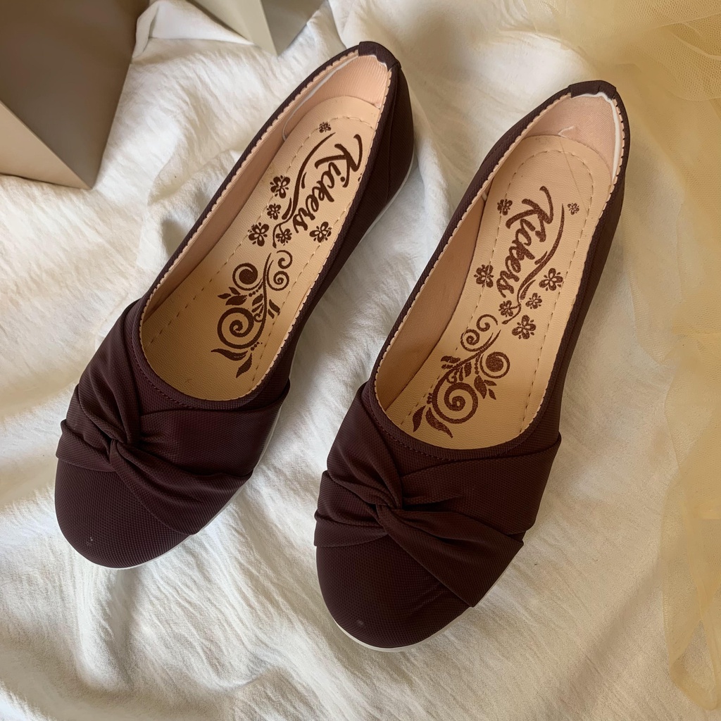 Flatshoes slip on wanita variasi kruwel bahan kanvas hitam polos sepatu kerja feminim korean style BL KRUWEL 4