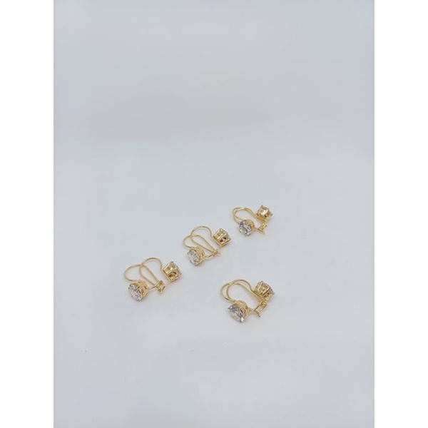 anting kait solitaire (desi) mp silver925 / anting dewasa dan anak perak asli lapis mas