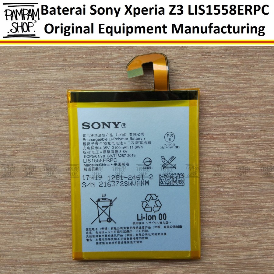 Baterai Handphone Sony Xperia Z3 Big LIS1558ERPC Original Equipment Manufacturing OEM  Batre Batrai