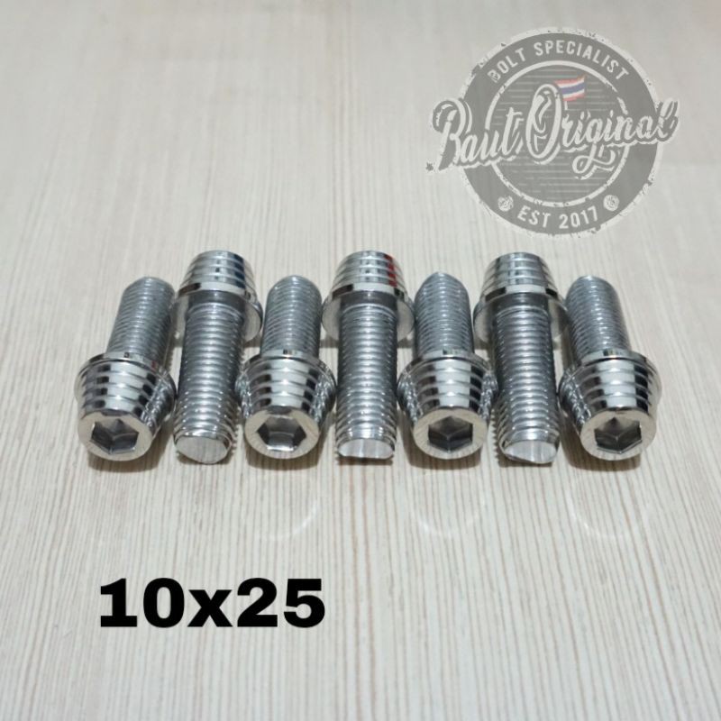 Baut probolt kerucut silver 10x25 drat 14 panjang 2.5cm heng thailand harga satuan