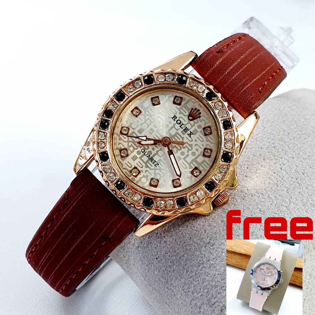 JAM TANGAN WANITA ROLEX FREE JAM RUBBER CANTIK