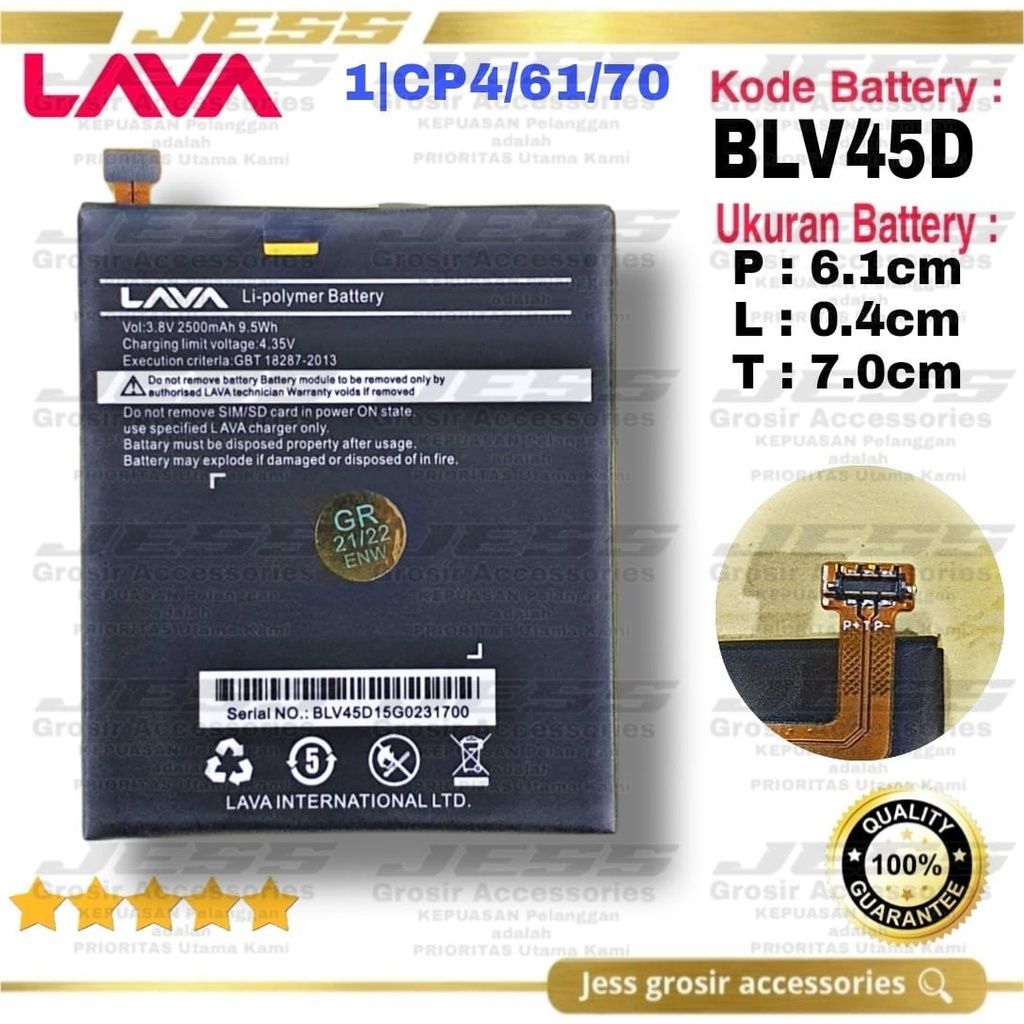 Baterai Battery LAVA Iris Pixel V2+ V2 Plus V2plus Model BLV45D ORIGINAL