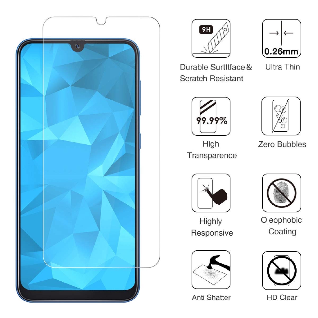 3 Pack Tempered Glass Pelindung Layar for Samsung Galaxy M10 M20 m30 A10 A20 a30 a40 A50 A60 A70 a80 a90