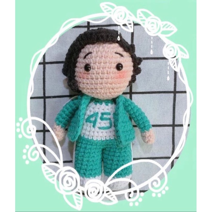 Amigurumi Squid Game Player 456 / Squid Game Gantungan Kunci/ Ganci Squid Game/ Boneka Rajut