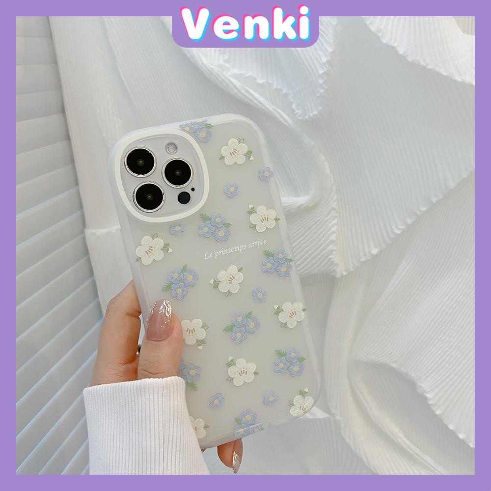 iPhone Case Silicone Soft Case Clear Case Thickened Airbag Shockproof Camera Full Coverage Protection Blue Flower For iPhone 13 Pro Max iPhone 12 Pro Max iPhone 11 iPhone7 Plus