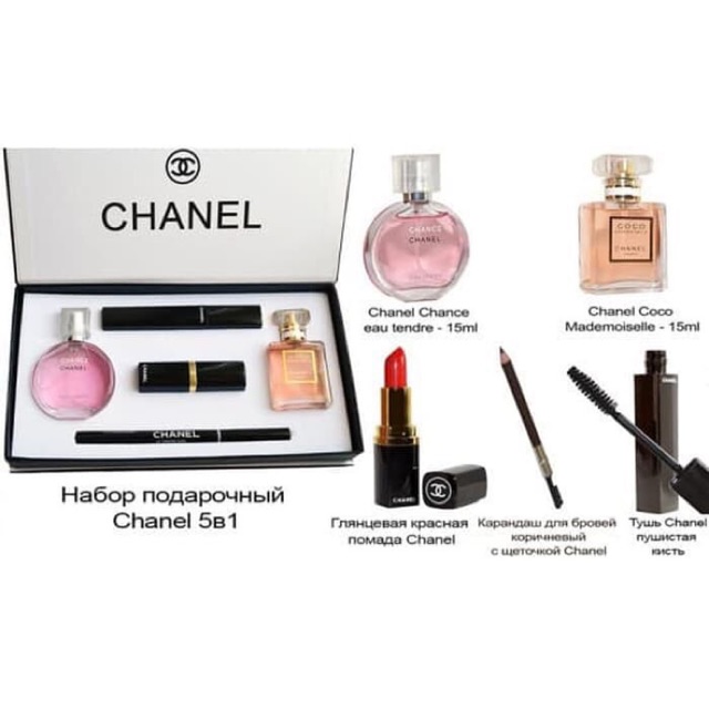 CHANEL SET 5in1 /CHANEL SET MAKE UP /PARFUM MINIATUR/SET MAKE UP MINIMALIS