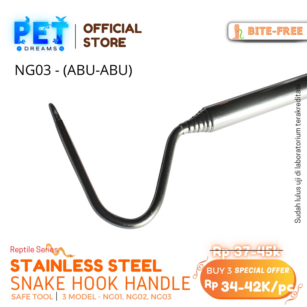 SNAKE HOOK TONGKAT PENGAIT ALAT PENANGKAP PEGANG ULAR RETRACTABLE STAINLESS STEEL STIK REPTIL