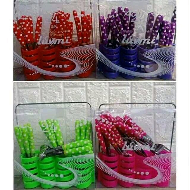 SENDOK SET POLKADOT ISI 24PCS / SENDOK POLKA SET 24 PCS / SENDOK MAKAN POLKADOT ISI 24 PCS