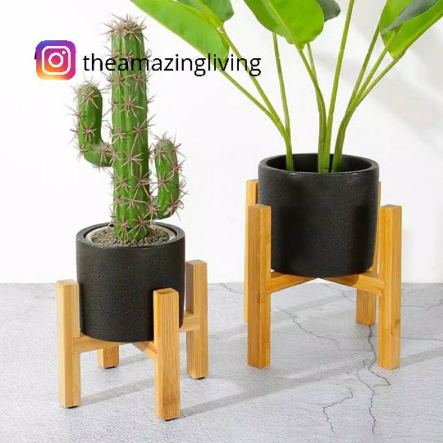Standing pot kayu minimalis pot bunga lucu unik