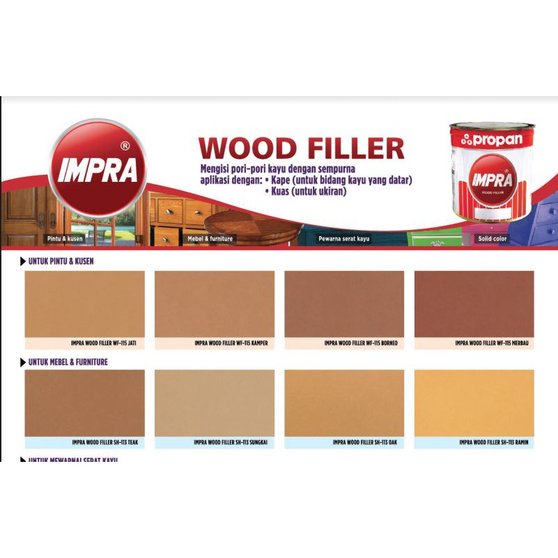 DEMPUL KAYU PROPAN IMPRA WOOD FILLER PROPAN WF115 DAN SH113 1L DAN 5L