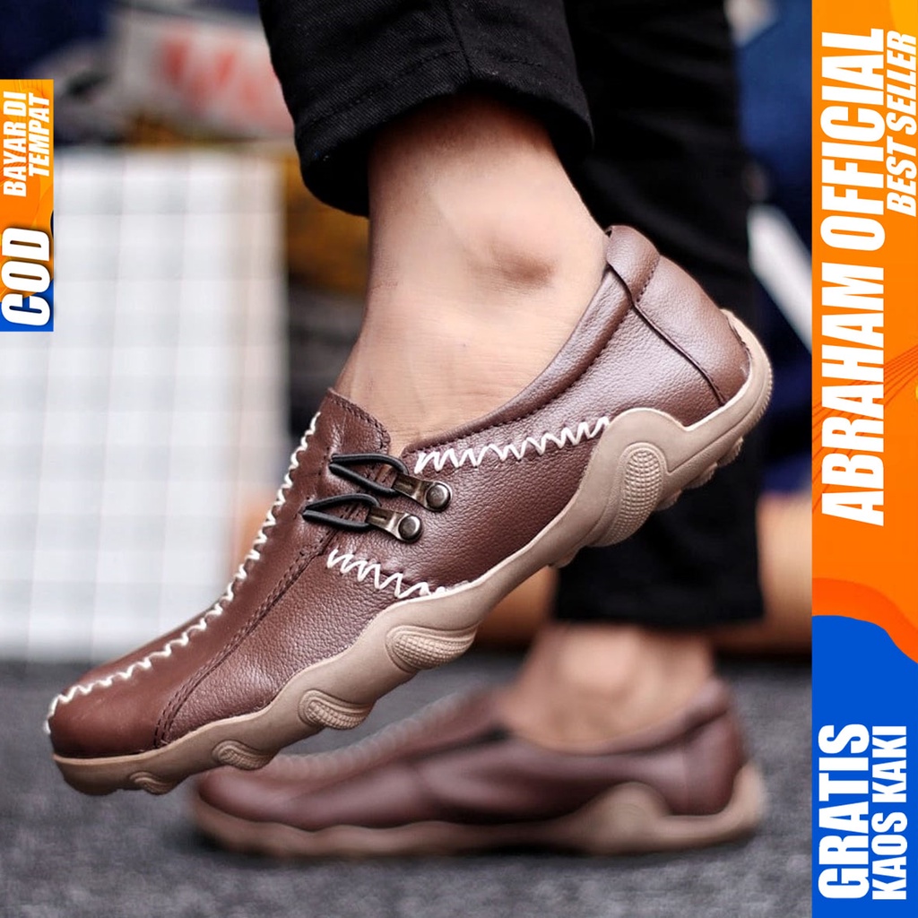 Abraham Knit - Sepatu Formal Pria Pantofel Kulit Asli