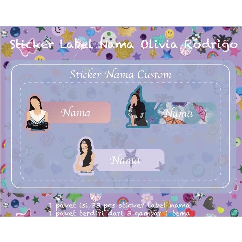

[[24 PCS LABEL NAMA] Stickers Label Nama Olivia Rodrigo bisa custom untuk buku laptop,hp,dll