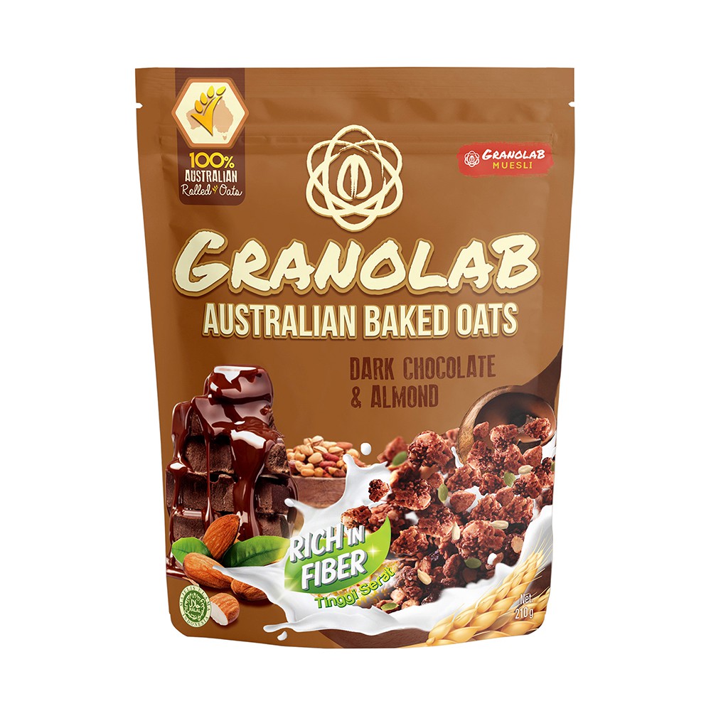 

GRANOLAB MUESLI Sereal Diet Granola GRANOLAB Dark Chocolate & Almond 210 gr