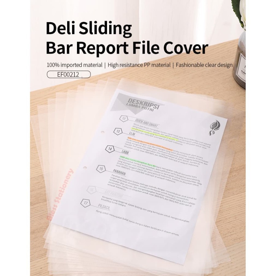 

Deli Map L bening F4 Folio FC clear sleeves report file (10pcs)