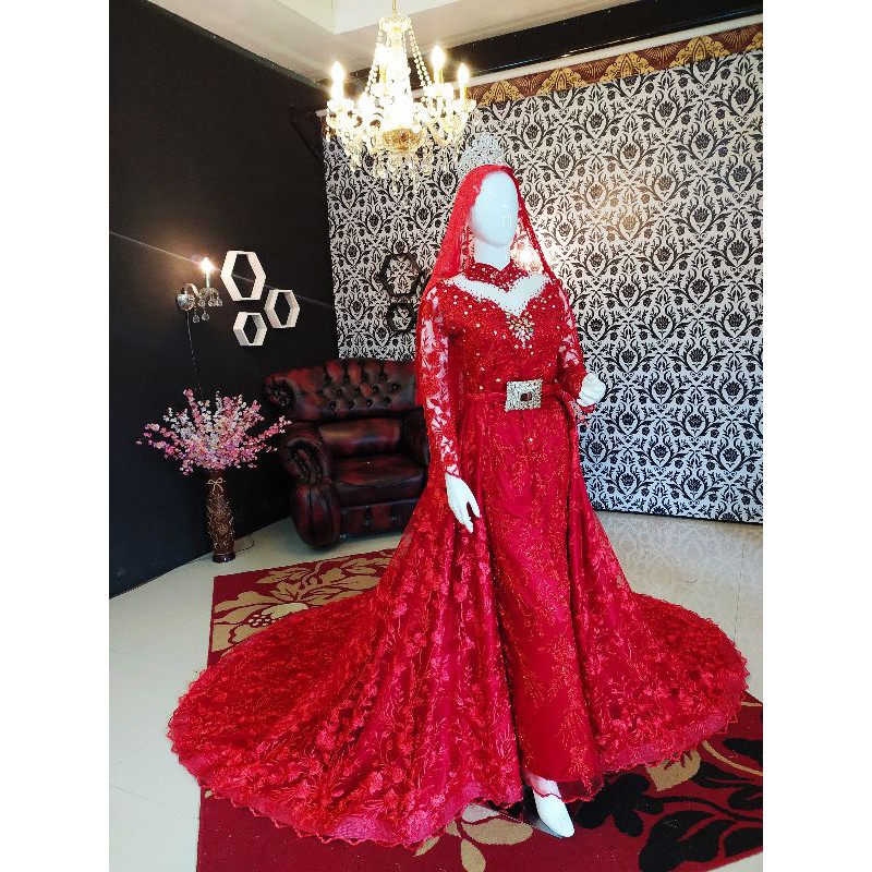 kebaya slim ekor merah cabe