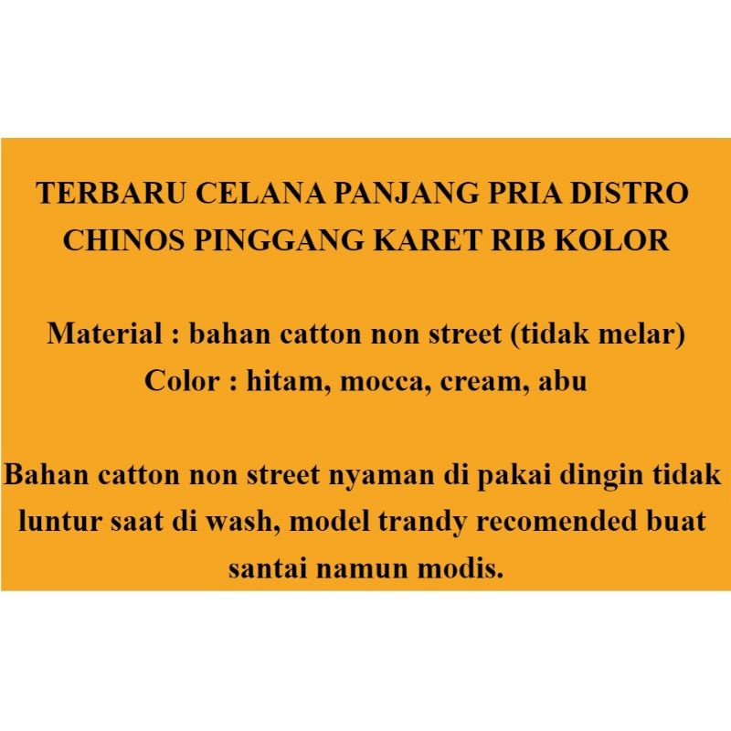 ALL SIZE 27-34 PROMO CELANA CHINOS PANJANG PRIA HITAM ABU MOCCA CREAM BAYAR DITEMPAT