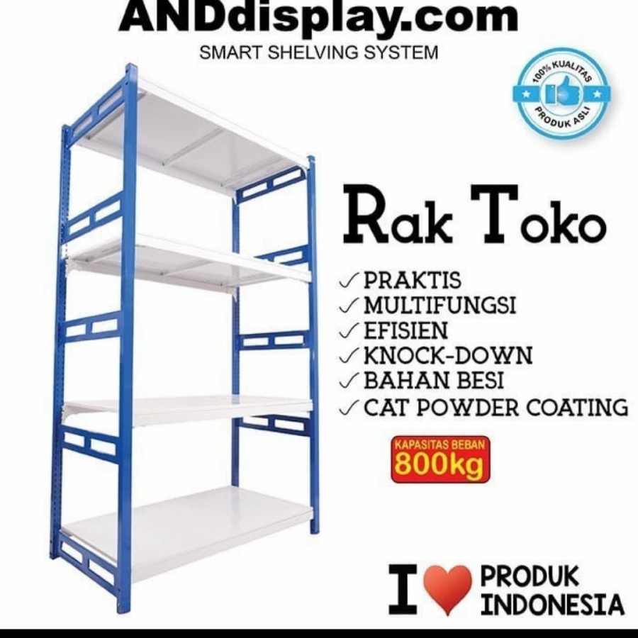 RAK TOKO TIANG DAN AMBALAN SHELVING NYA KOMLIT L. 42XP.120XT.200