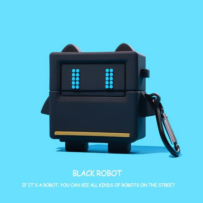 Airpods 1 2 3 Pro / Inpods 12 Robot Black Soft Case