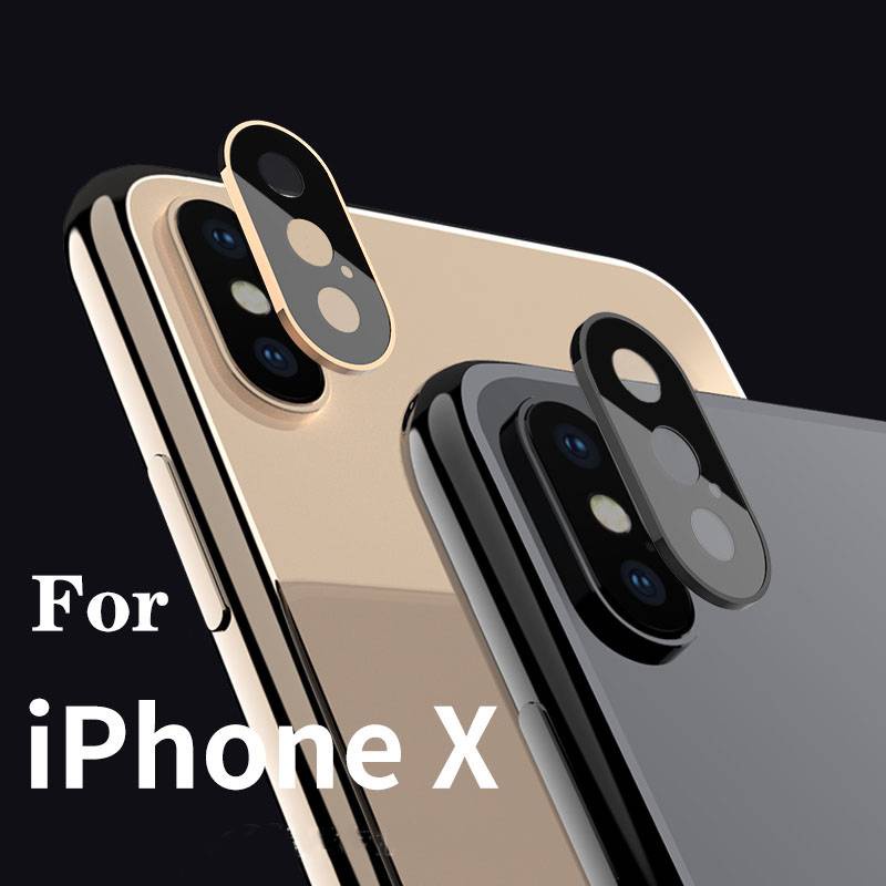 Stiker Pelindung Lensa Kamera Belakang Tempered Glass + Ring Metal Untuk Iphone X / Xs Max / Xr