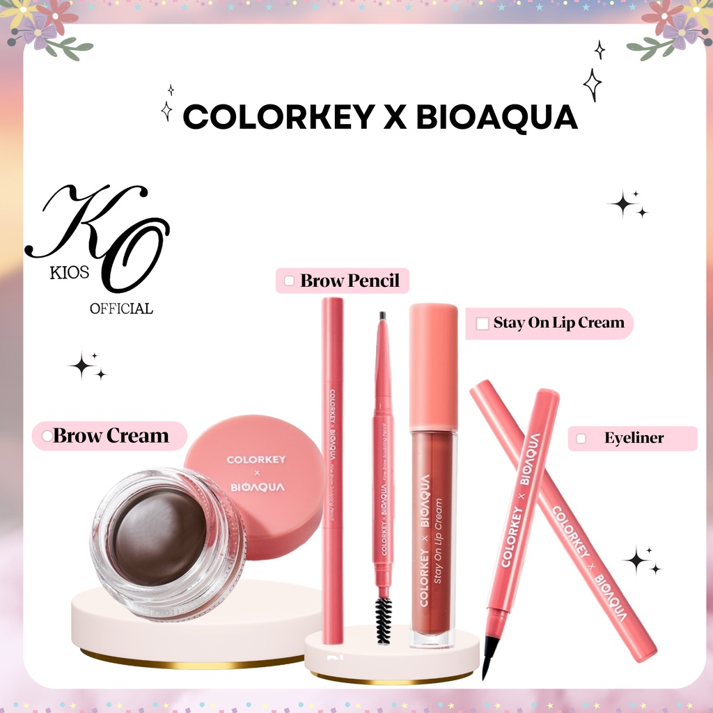 Colorkey X Bioaqua Satu Paket Kosmetik | Lip Cream | Eyebrow | Pensil Eyeliner | Brow Gel Cream