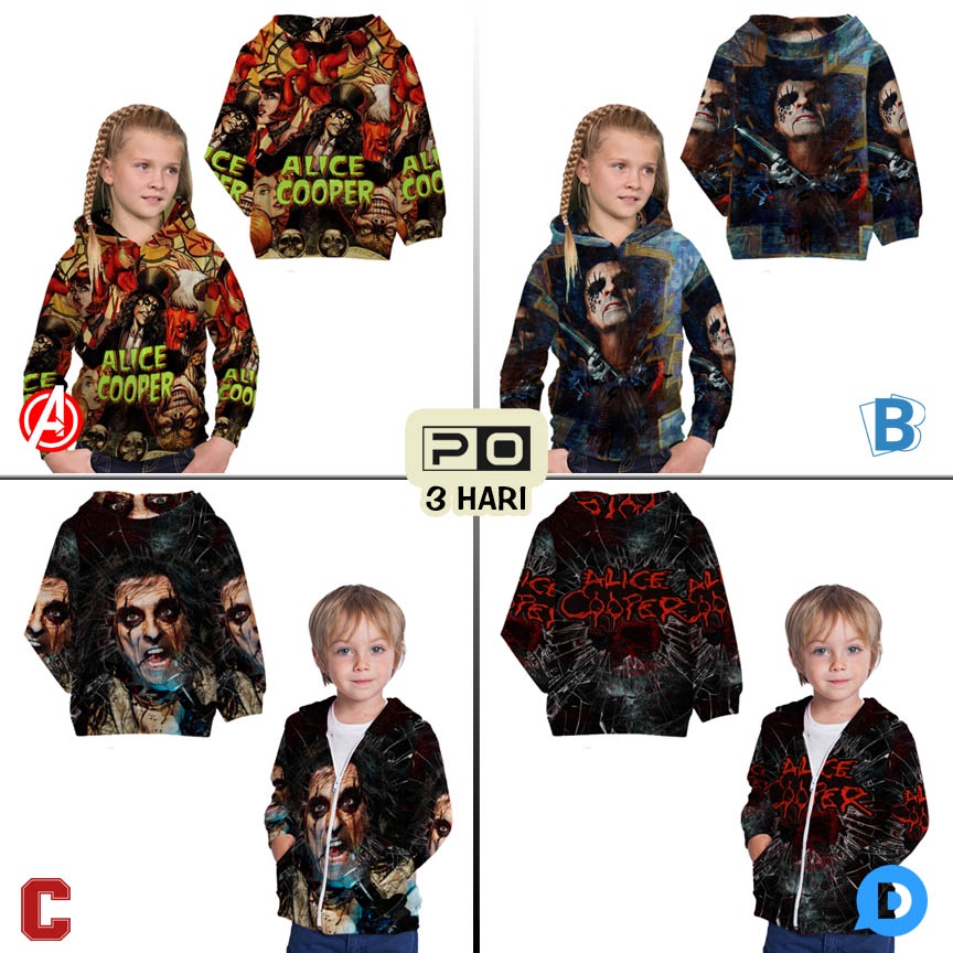Jaket Hoodie Alice Cooper SKU-7434105931984 Alice Cooper Band Hoodie Anak Bahan Polyester Casual Uni