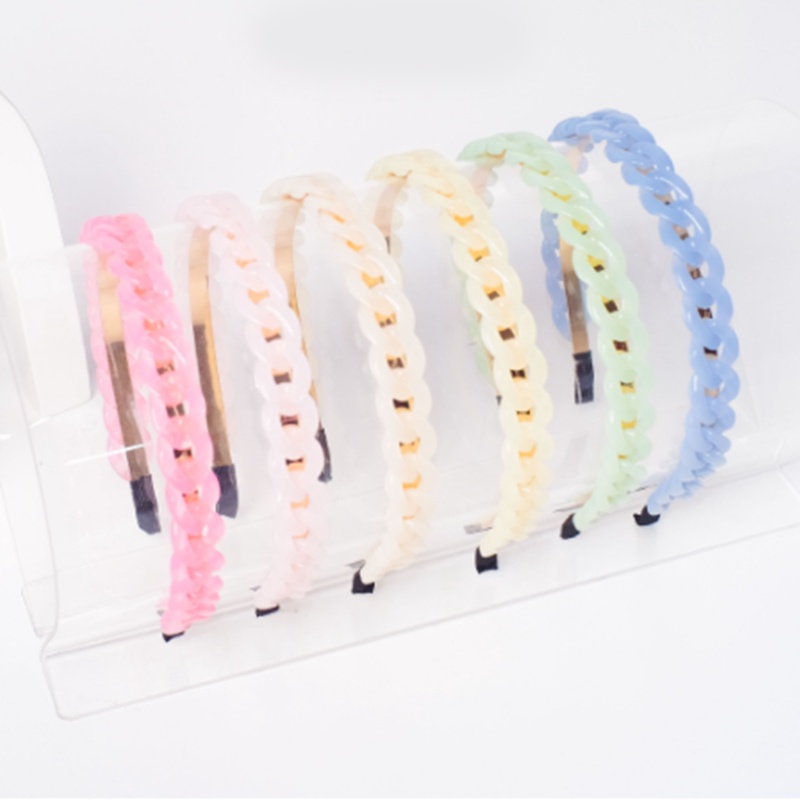 PREMIUM Bando Acrylic Model Rantai Pastel - Acrylic Braid Headband - Korean Style