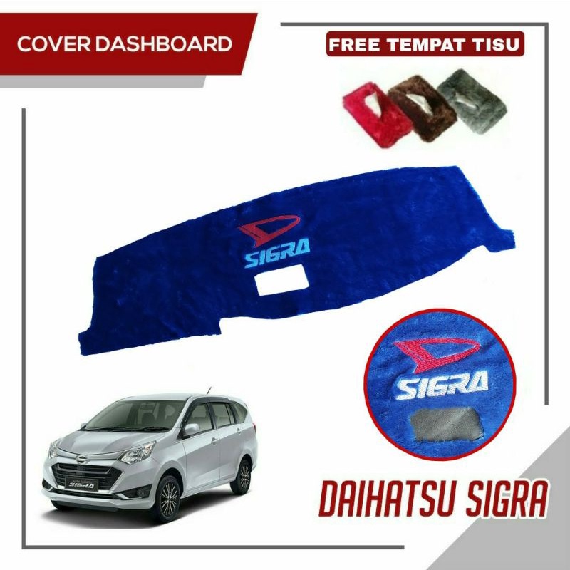 alas dasboard mobil bulu bordir 3D daihatsu sigra (free tempat tisu bulu)