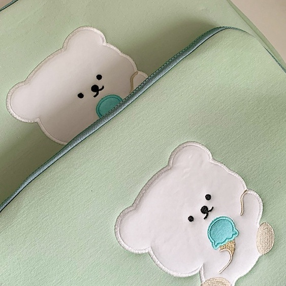 Sleeve Pouch Sarung Tas Bag Case Ipad Tab Tablet Macbook Air Pro Laptop Asus Acer Lenovo HP Huawei 11 12 13 14 15 inch Motif Gambar Beruang Bear Warna Hijau Lucu Cute Murah Korean Model