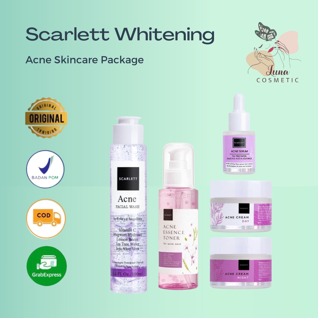 Scarlett Whitening Paket Acne Series Toner Essence Serum Scarlet Felicya Original Cream