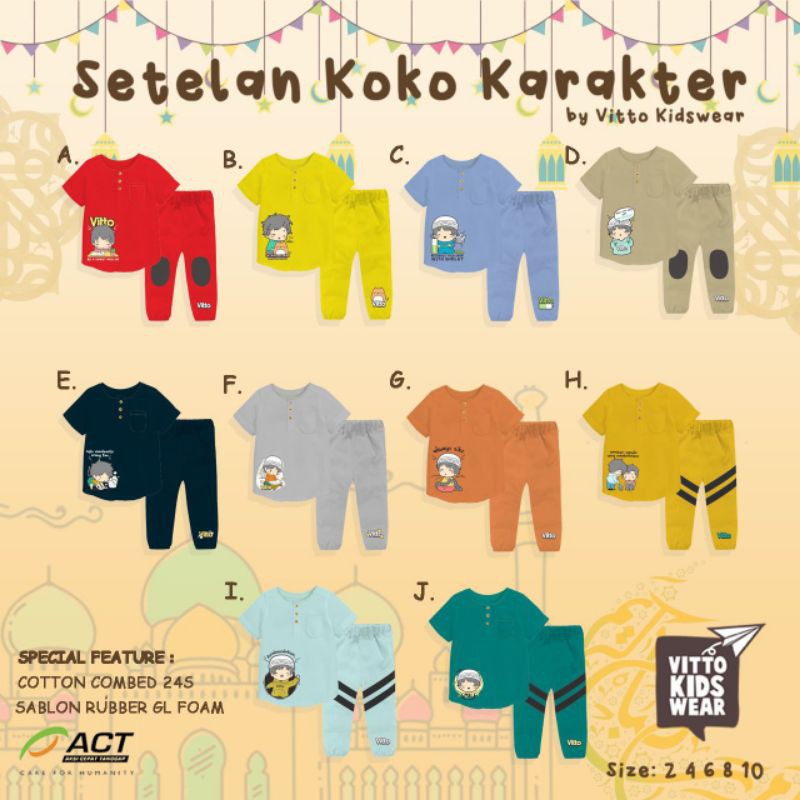 Set Koko Vitto / koko karakter vitto / Setelan koko kurta Anak