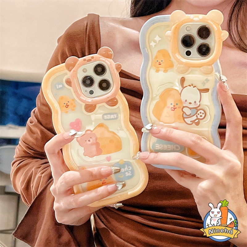 Soft Case Silikon Transparan Motif Kartun Anjing Beruang Untuk iPhone 13 12 11 Pro Max X Xr Xs Max