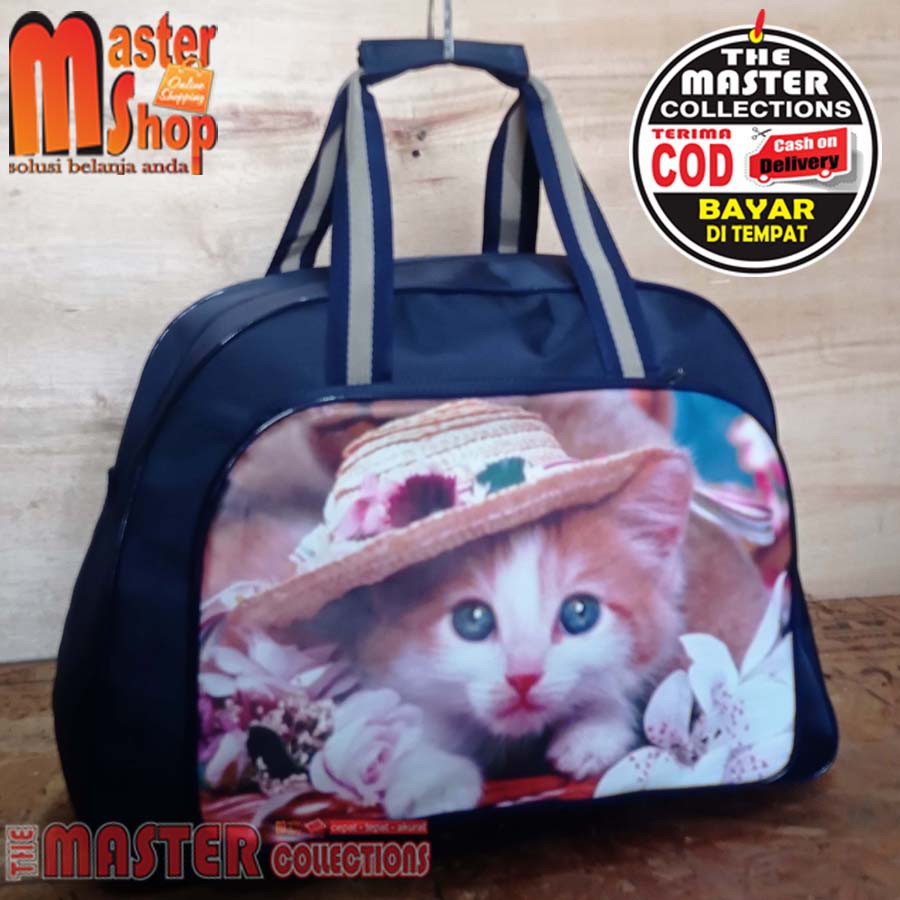 Tas Travel Elle Motif Kucing Bag / Tas Pakaian tas jinjing Kucing / Tas Travel Bag Untuk Mudik