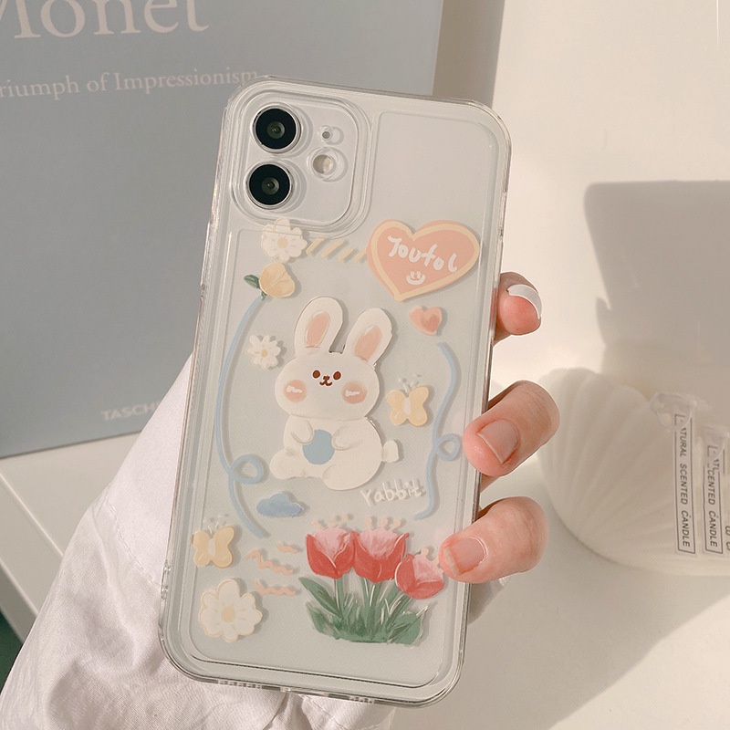 IPHONE Casing Hp Transparan Motif Kelinci Lucu Untuk Iphone6 7 8 PLUS X XR Xs11 12 13 14 MINI PRO MAX SE 2020