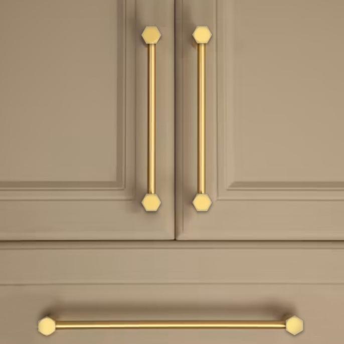 Gold Hexagon End Handle Tabung Hairline Tarikan Lemari Emas