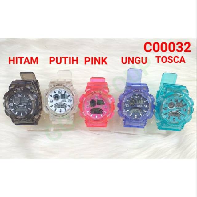 ( C032 ) JAM TANGAN SPORT DEWASA / WATER RESISTANT 3 ATM / TAHAN AIR