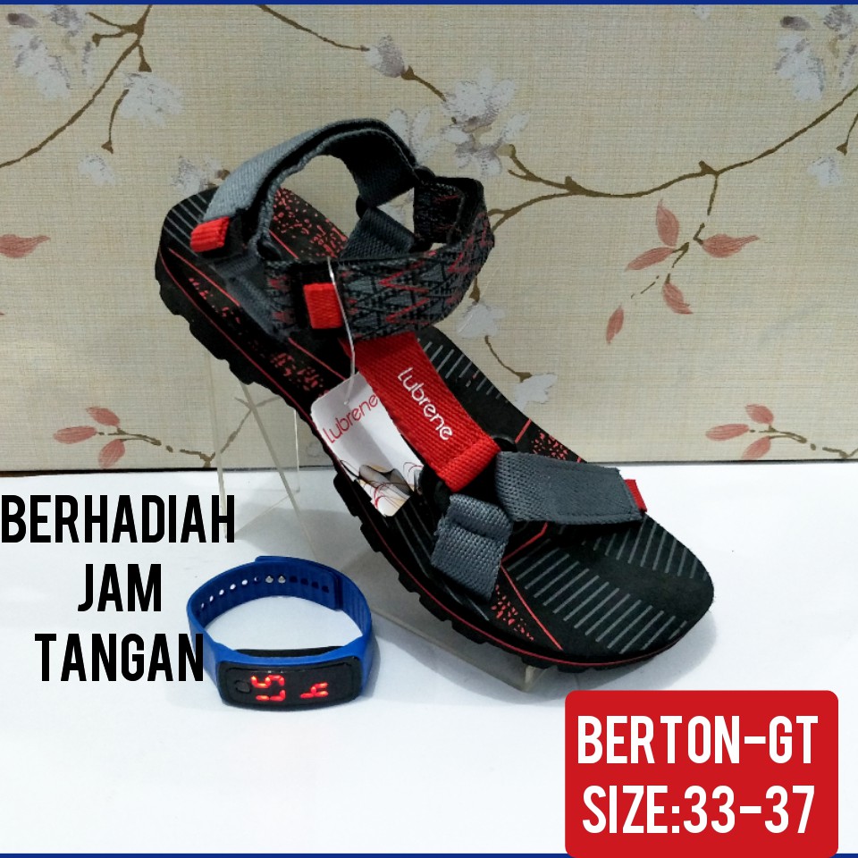 (Gratis jam tangan)LUBRENE BERTON BROWN/ Sandal Gunung Anak 33-37 / Sandal Jepit Gunung Anak