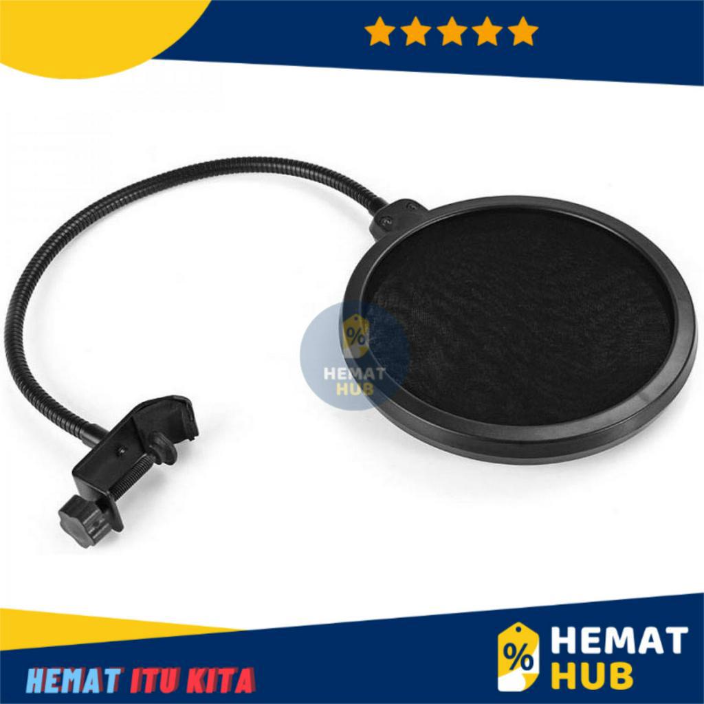 Pop Filter Mic Microphone Windscreen Shield Dual Layer Mikrofon BOP Suara Noise Lazypod Fleksibel