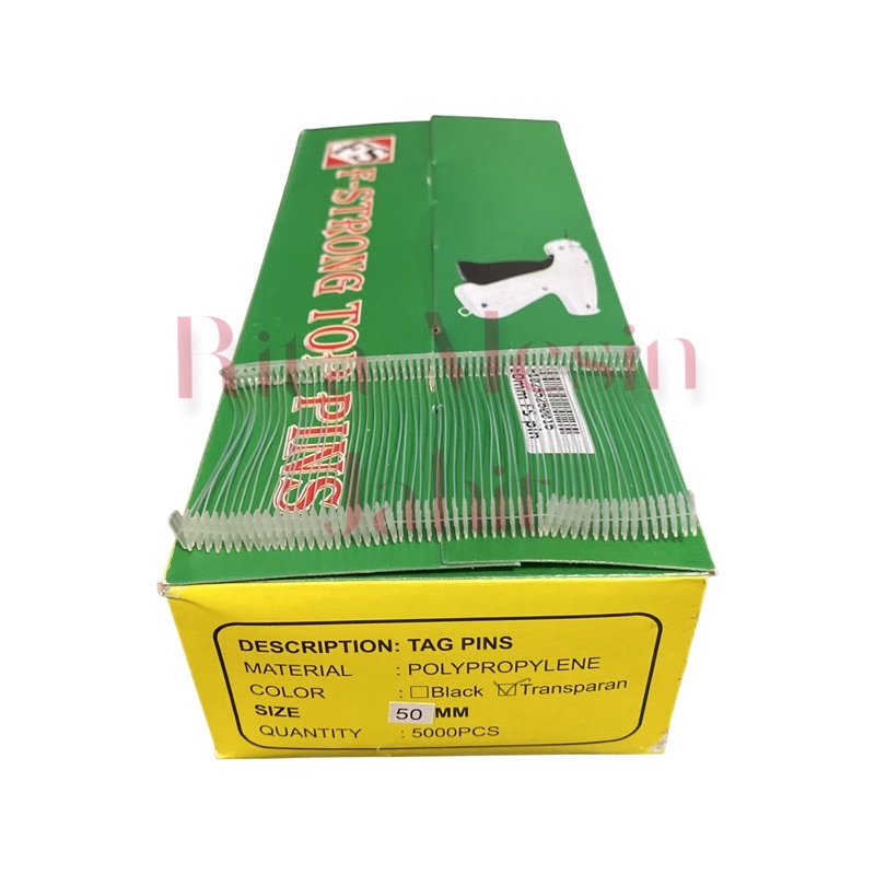 

1 kotak Isi tagpin 50mm clear transparent 5000pcs