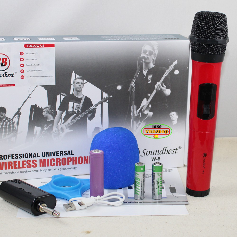 Microphone Wireless Soundbest W-8 MicTanpa Kabel Single Mik Original