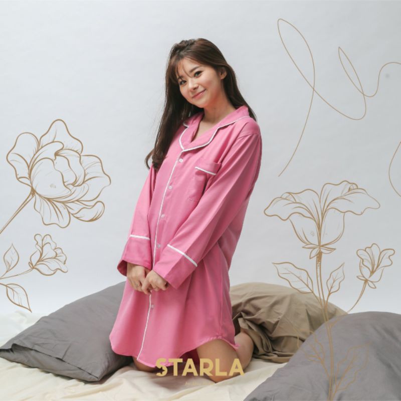 BAJU TIDUR PIYAMA TANGAN PANJANG PIYAMA DEWASA WANITA SATIN PIYAMA SET MUSLIM BUSUI FRIENDLY STARLA