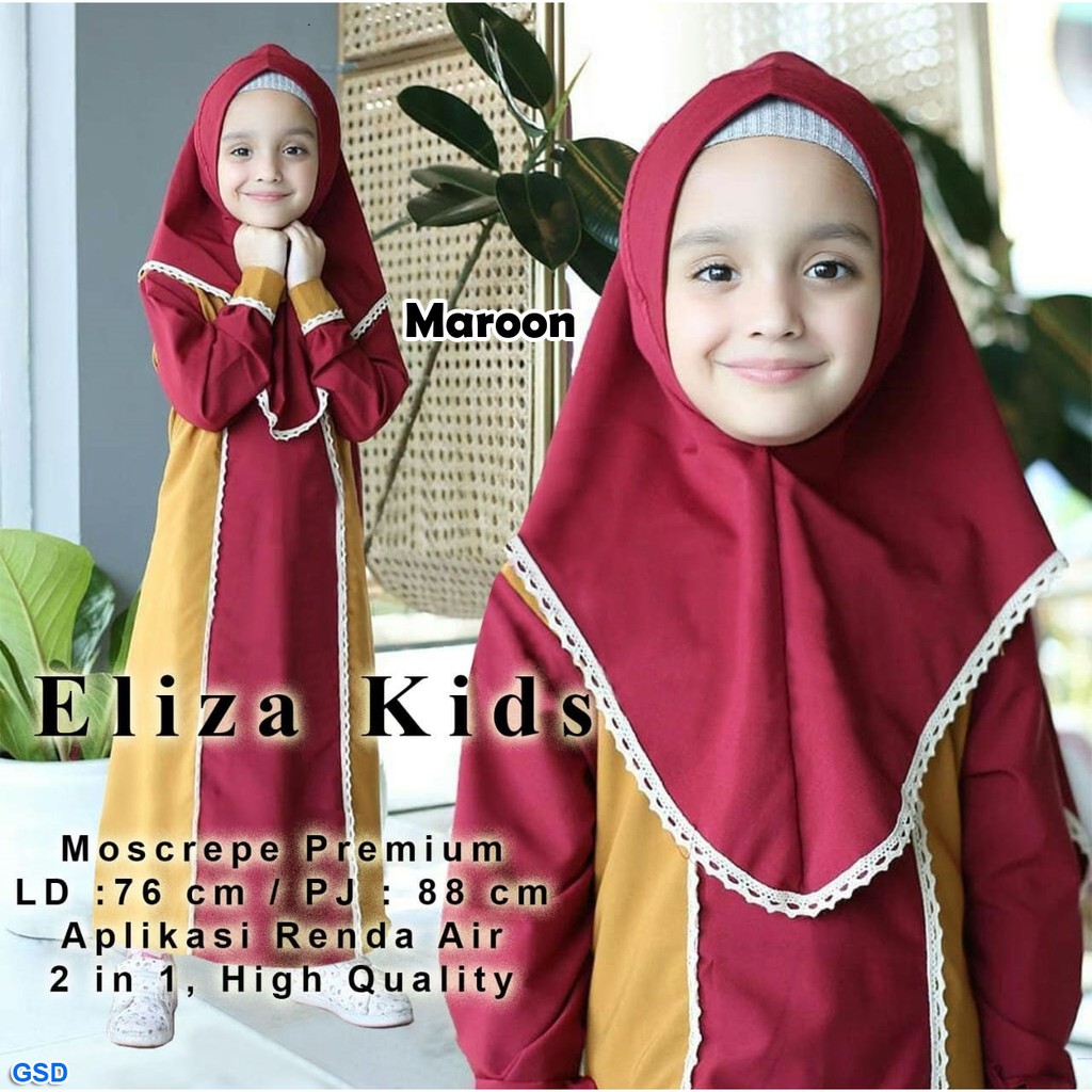 Eliza Syari Kids/Gamis Anak Best Seller/Gamis Syari Anak Kasual/Baju Muslim Diskon