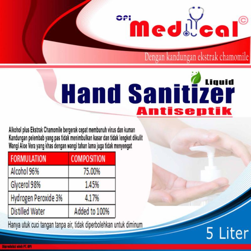 Hand sanitizer 5 Liter Cair Medical antiseptik tidak lengket