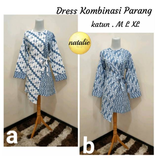 DRESS KOMBINASI PARANG / BAJU BATIK WANITA / DRESS BATIK