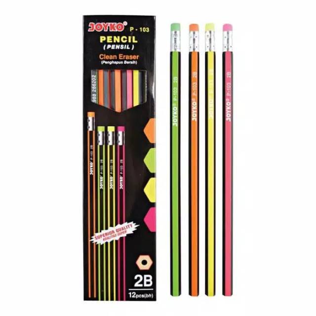 

Pensil 2B/Pensil 2B Joyko P-103 Plus Penghapus 1Box Isi12Pcs