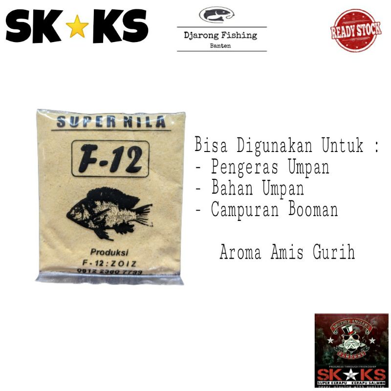Umpan Ikan Mas F 12 Super Nila SKKS Campuran Bahan Umpan Aroma Amis Gurih Ikan Rame Babon Harian Gal